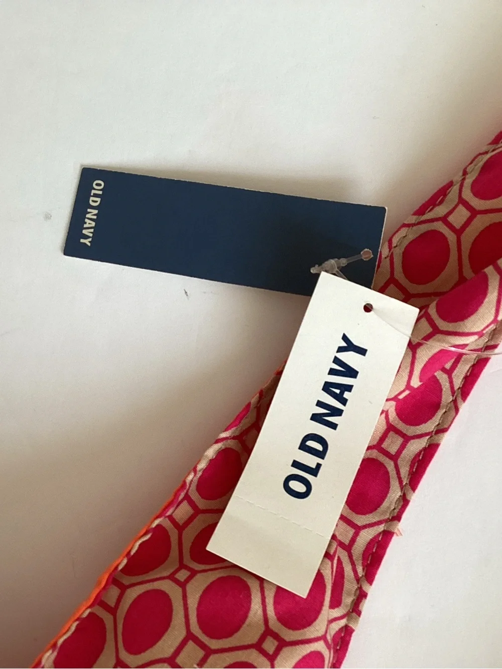 Old Navy Pink Geometric Fabric Hobo Shoulder Bag with Orange Lining NWT